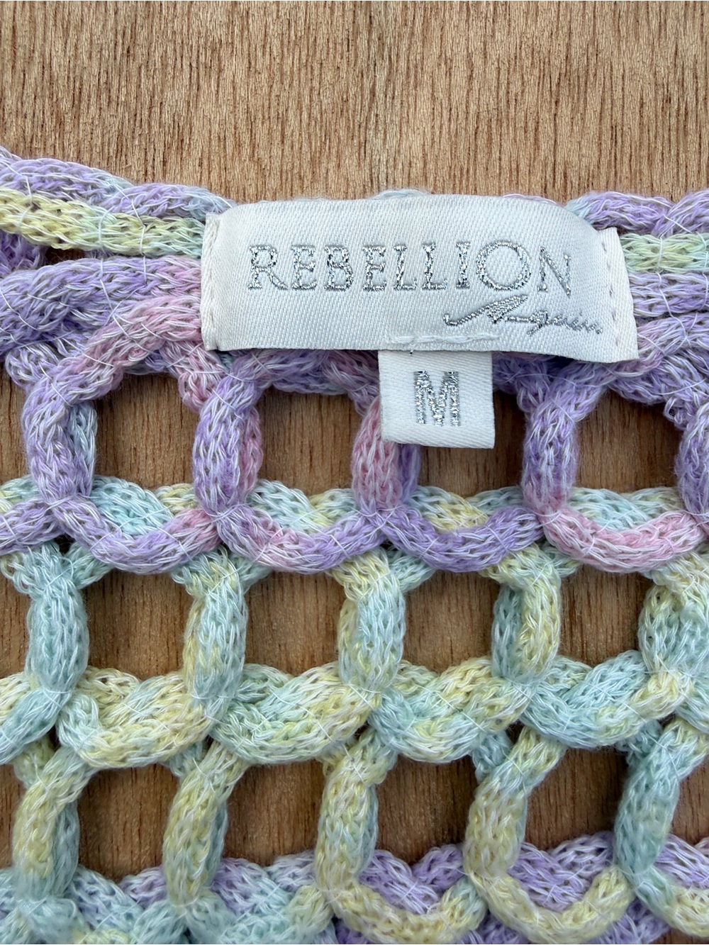 Rebellion Pastel Crochet Knit Vest Tank Top Medium Boho Festival - Picture 10 of 10